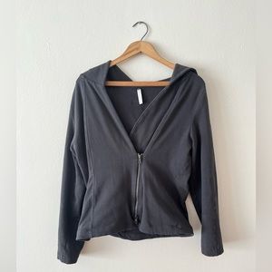 Ania Schierholt Grey Asymmetrical Zipper Hoodie Sweater